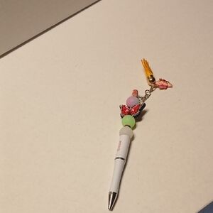Hand Crafted White Pen with Colorful Charms